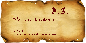 Mátis Barakony névjegykártya